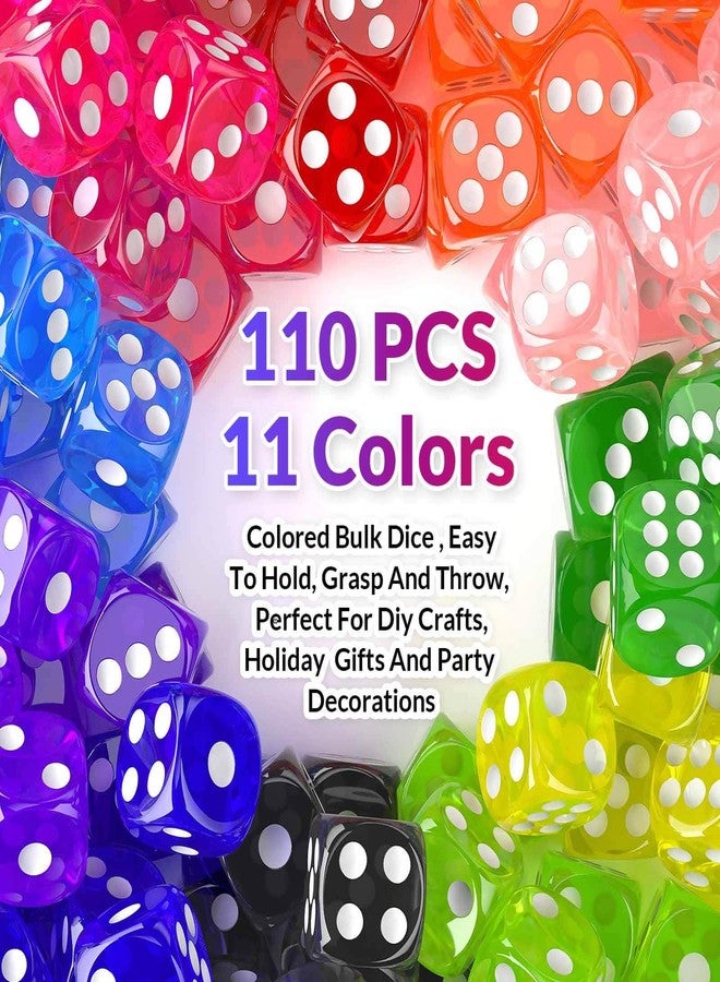 Rerdeim 110 Pieces Dice Set, Colored Game Bulk Dices, Colorful Dices, 6 Sided Dice for Classroom Teaching, Board Game, Playing, Rolling, Small Six Sided 11 Color Red, Yellow, Blue, Green and More - Image 2